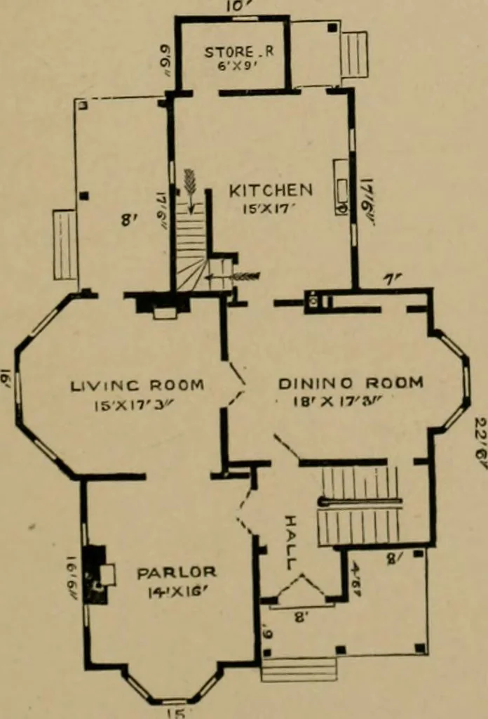 An illustration from Home building. A reliable book of facts, relative to building, living, materials, costs, at about 400 places from New York to San Francisco. Containing 42 plates and 45 original designs of buildings .., 1877, leaf 84