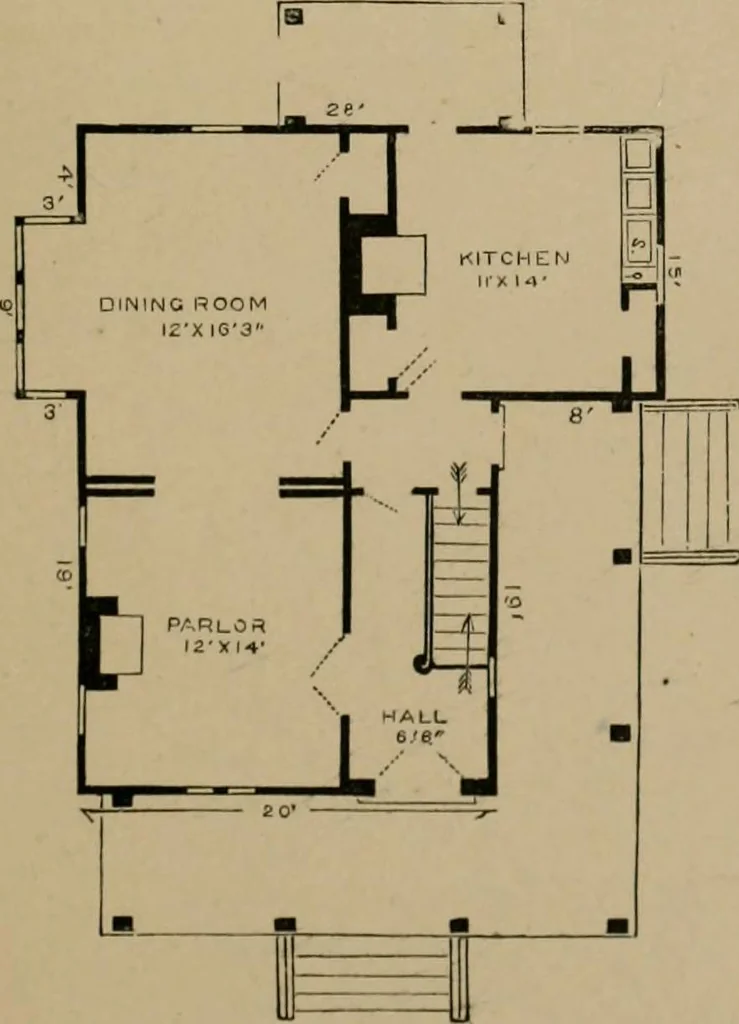 An illustration from Home building. A reliable book of facts, relative to building, living, materials, costs, at about 400 places from New York to San Francisco. Containing 42 plates and 45 original designs of buildings .., 1877, leaf 88