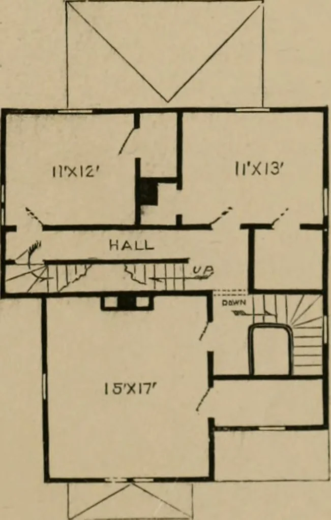 An illustration from Home building. A reliable book of facts, relative to building, living, materials, costs, at about 400 places from New York to San Francisco. Containing 42 plates and 45 original designs of buildings .., 1877, leaf 92