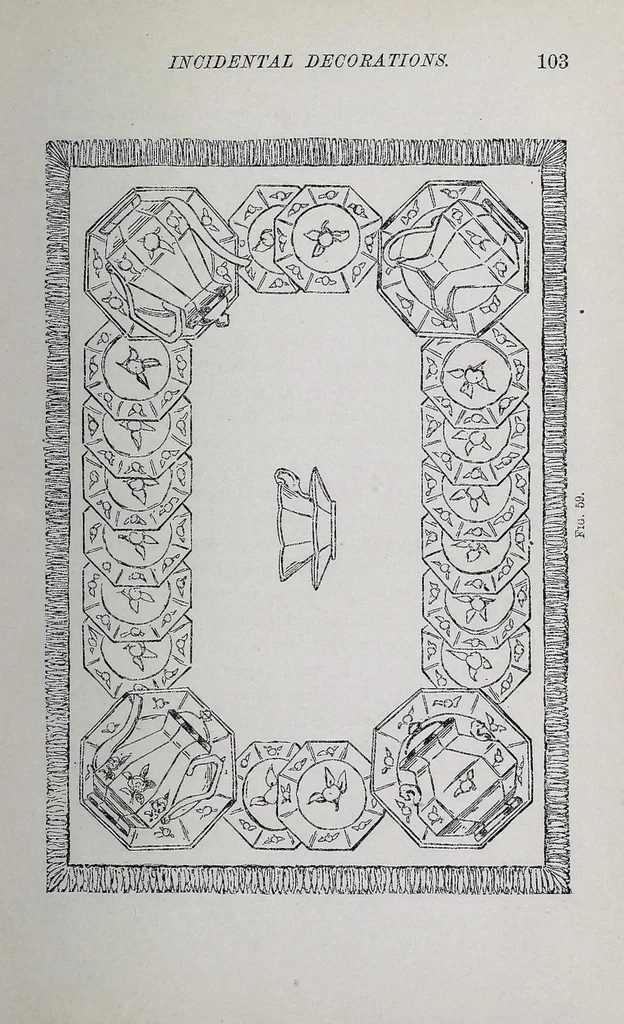 An illustration from Home decoration: art needle-work and embroidery; painting on silk, satin, and velvet; panel-painting; and wood-carving, 1881, leaf 107