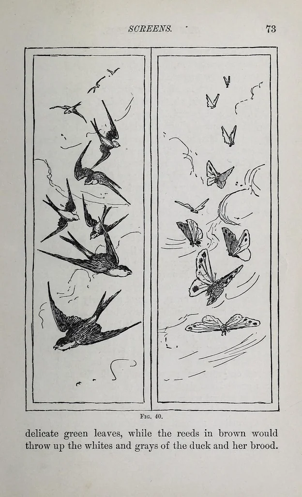 An illustration from Home decoration: art needle-work and embroidery; painting on silk, satin, and velvet; panel-painting; and wood-carving, 1881, leaf 77