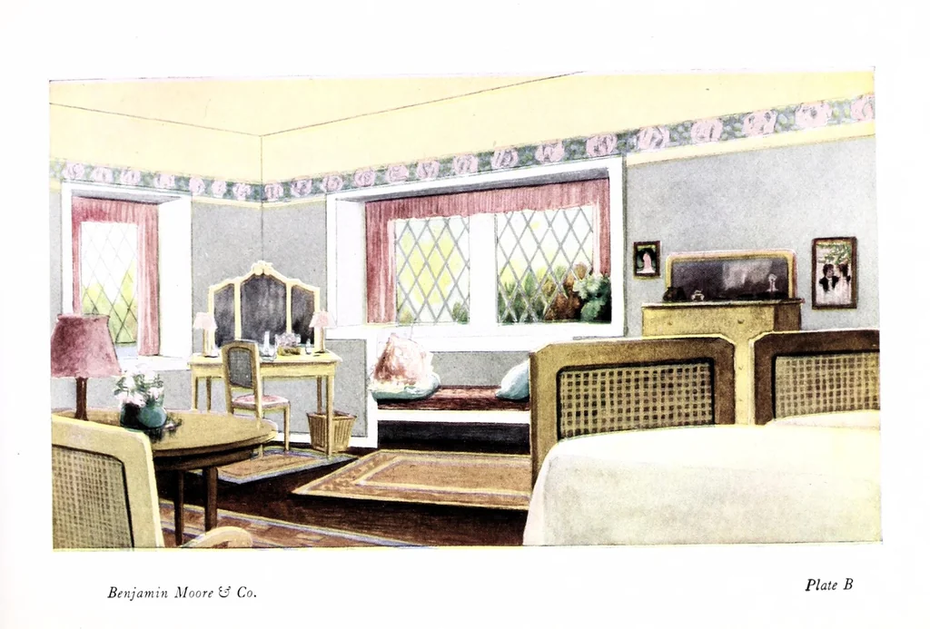 An illustration from Home decorative interior suggestions : Sani-flat, a sanitary flat oil paint., 1910, leaf 15