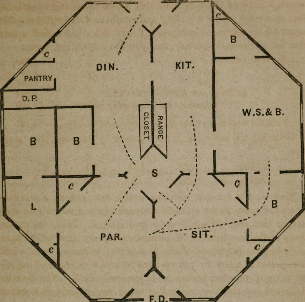 An illustration from A home for all; or, The gravel wall and octagon mode of building .., 1854, leaf 104