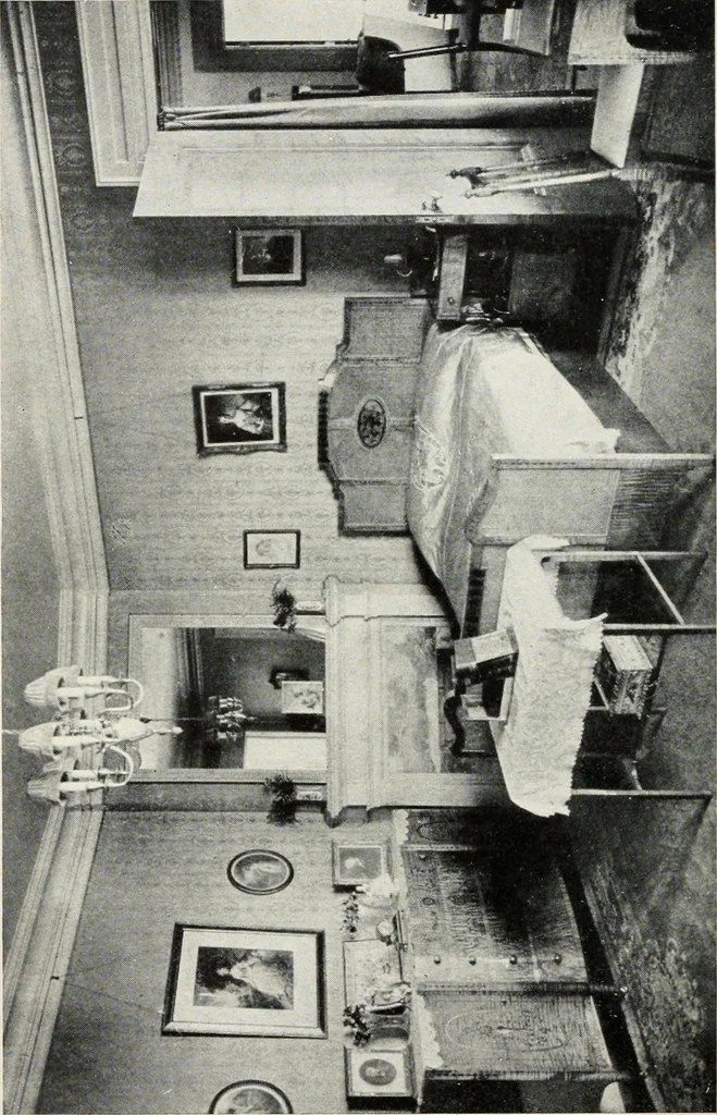 An illustration from Home furnishing; facts and figures about furniture, carpets and rugs, lamps and lighting fixtures, wall papers, window shades and draperies, tapestries, etc., 1913, leaf 159