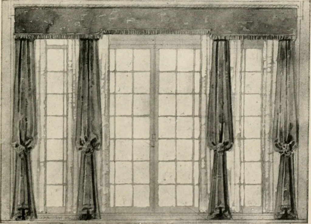 An illustration from Home furnishing; facts and figures about furniture, carpets and rugs, lamps and lighting fixtures, wall papers, window shades and draperies, tapestries, etc., 1913, leaf 188