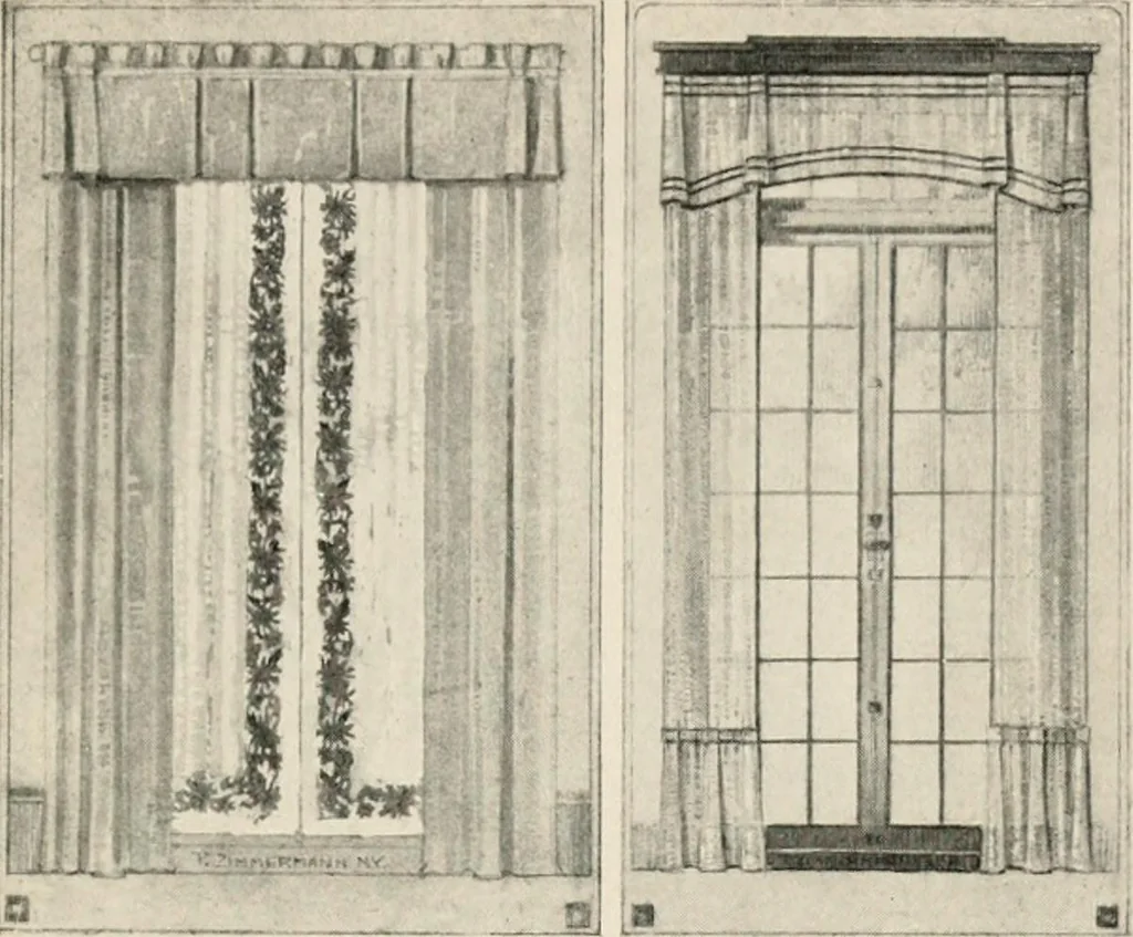 An illustration from Home furnishing; facts and figures about furniture, carpets and rugs, lamps and lighting fixtures, wall papers, window shades and draperies, tapestries, etc., 1913, leaf 196