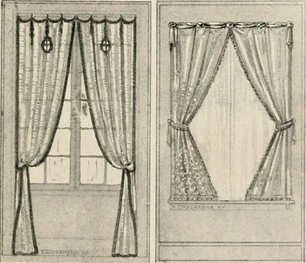 An illustration from Home furnishing; facts and figures about furniture, carpets and rugs, lamps and lighting fixtures, wall papers, window shades and draperies, tapestries, etc., 1913, leaf 196
