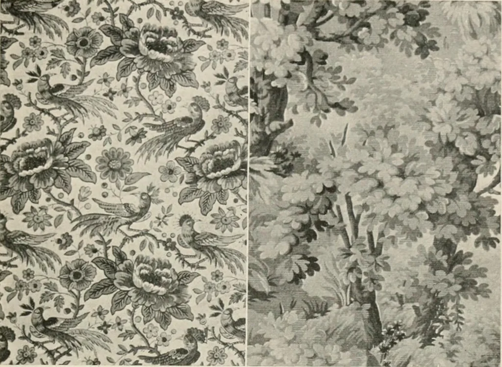 An illustration from Home furnishing; facts and figures about furniture, carpets and rugs, lamps and lighting fixtures, wall papers, window shades and draperies, tapestries, etc., 1913, leaf 222