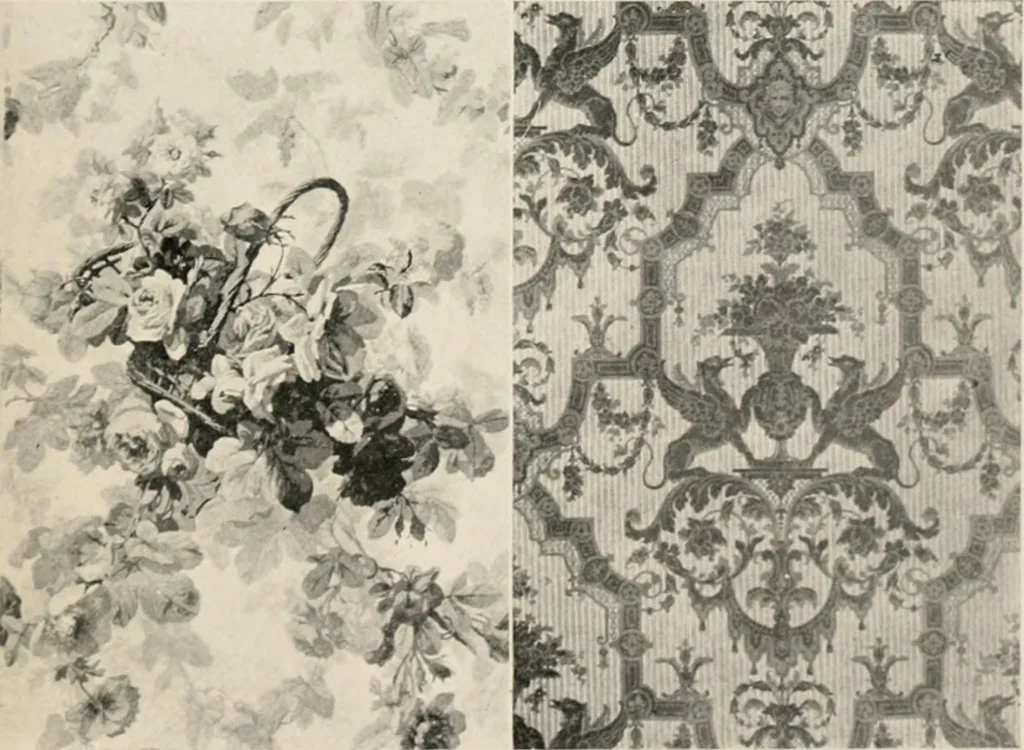 An illustration from Home furnishing; facts and figures about furniture, carpets and rugs, lamps and lighting fixtures, wall papers, window shades and draperies, tapestries, etc., 1913, leaf 250