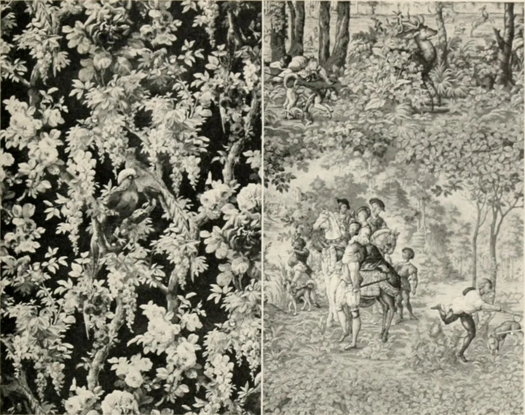 An illustration from Home furnishing; facts and figures about furniture, carpets and rugs, lamps and lighting fixtures, wall papers, window shades and draperies, tapestries, etc., 1913, leaf 254