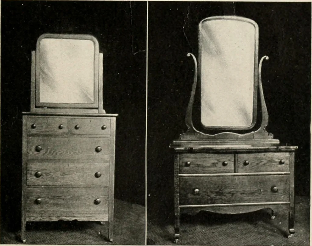 An illustration from Home furnishing; facts and figures about furniture, carpets and rugs, lamps and lighting fixtures, wall papers, window shades and draperies, tapestries, etc., 1913, leaf 34