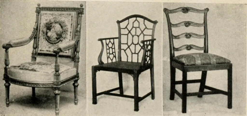 An illustration from Home furnishing; facts and figures about furniture, carpets and rugs, lamps and lighting fixtures, wall papers, window shades and draperies, tapestries, etc., 1913, leaf 38
