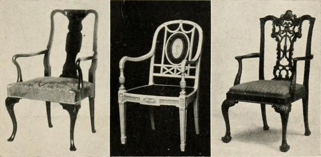 An illustration from Home furnishing; facts and figures about furniture, carpets and rugs, lamps and lighting fixtures, wall papers, window shades and draperies, tapestries, etc., 1913, leaf 38