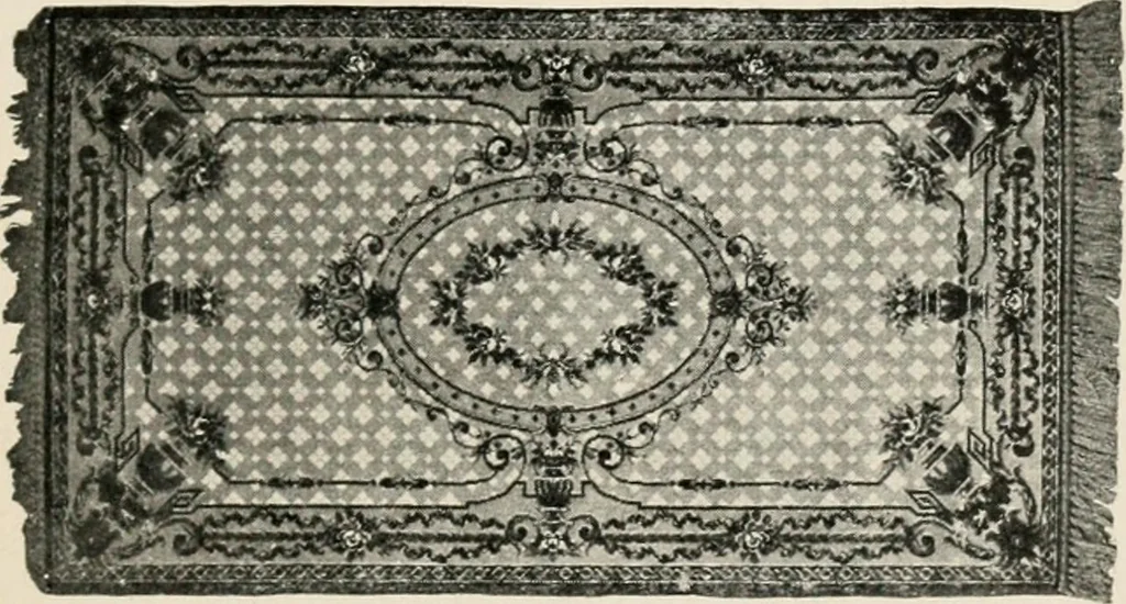 An illustration from Home furnishing; facts and figures about furniture, carpets and rugs, lamps and lighting fixtures, wall papers, window shades and draperies, tapestries, etc., 1913, leaf 92
