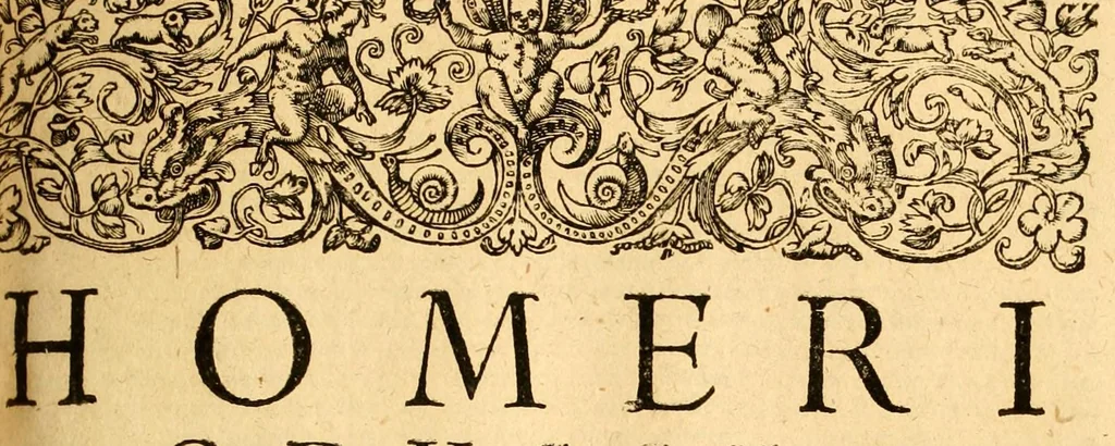 An illustration from Homeri quæ extant omnia : Ilias, Odyssea, Batrachomyomachia, Hymni, poematia aliquot cum Latina versione omnium quæ circumferuntur emendatiss. aliquot locis iam castigatiore. Perpetuis item iustisque in Iliada simul & Odysseam Io. Spondani Mauleonensis commentariis. Pindari quinetiam Thebani Epitome Iliados Latinis versib. & Daretis Phrygij de bello Troiane libri, à Corn. Nepote eleganter Latino versi carmine. Indices Homeri textus & commentariorum locupletissimi, 1606, leaf 533