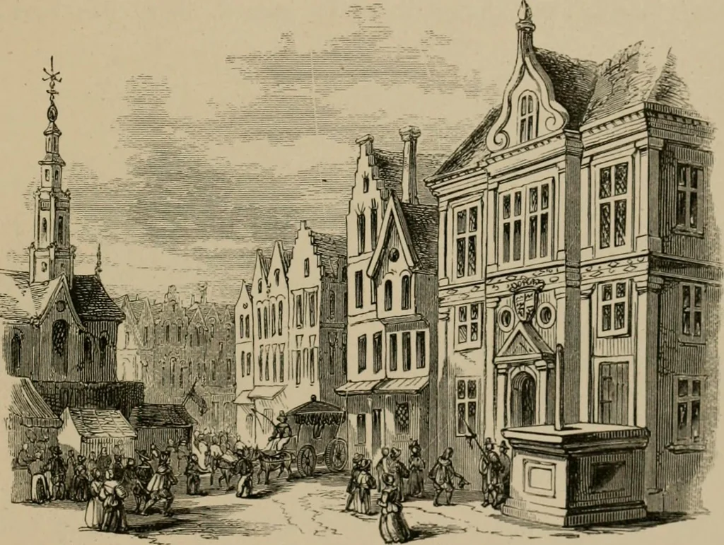 An illustration from Homes, haunts, and works of Rubens, Vandyke, Rembrandt, and Cuyp; the Dutch genre-painters; Michael Angelo and Raffaelle. Being a series of art-rambles in Belgium, Holland and Italy, 1872, leaf 208
