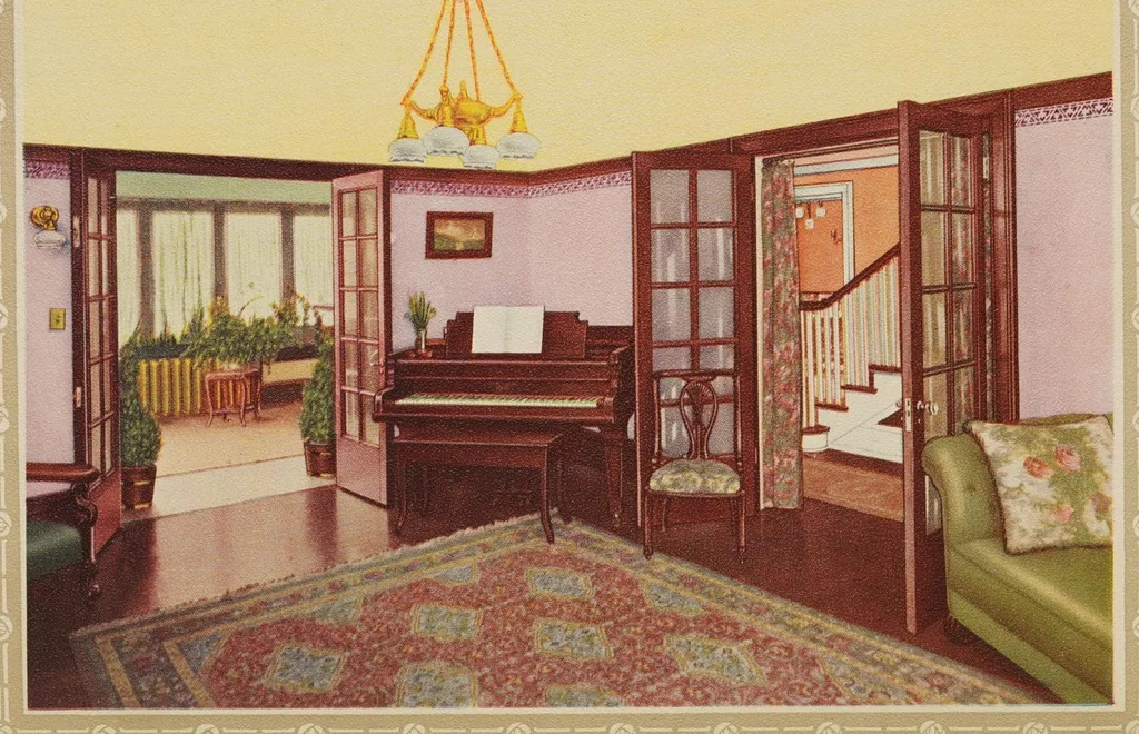 An illustration from Homes healthful and beautiful : sane & sanitary decoration of homes, illustrated with designs in Alabastine tints with descriptive letter press, 1906, leaf 4