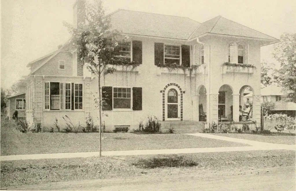 An illustration from Homes of moderate size; a collection of photographs and plans of modern suburban and country homes, following the colonial, Italian and English architectural styles, and arranged accordingly, 1921, leaf 104