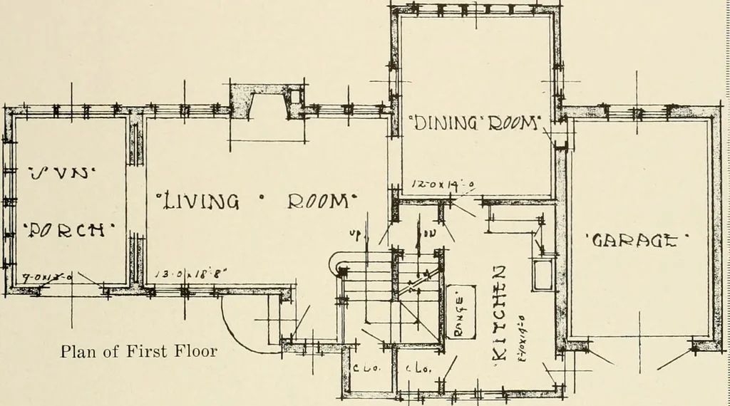 An illustration from Homes of moderate size; a collection of photographs and plans of modern suburban and country homes, following the colonial, Italian and English architectural styles, and arranged accordingly, 1921, leaf 112