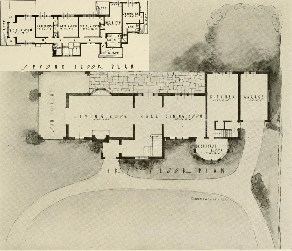 An illustration from Homes of moderate size; a collection of photographs and plans of modern suburban and country homes, following the colonial, Italian and English architectural styles, and arranged accordingly, 1921, leaf 130