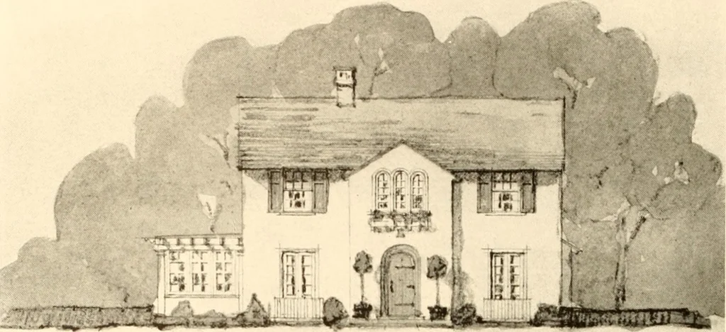 An illustration from Homes of moderate size; a collection of photographs and plans of modern suburban and country homes, following the colonial, Italian and English architectural styles, and arranged accordingly, 1921, leaf 143
