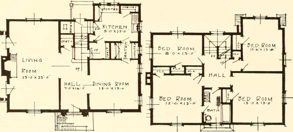 An illustration from Homes of moderate size; a collection of photographs and plans of modern suburban and country homes, following the colonial, Italian and English architectural styles, and arranged accordingly, 1921, leaf 21