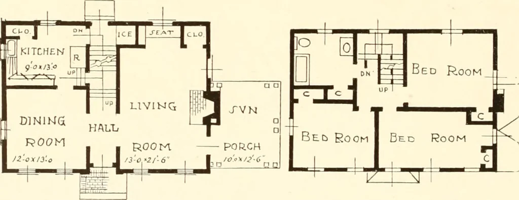 An illustration from Homes of moderate size; a collection of photographs and plans of modern suburban and country homes, following the colonial, Italian and English architectural styles, and arranged accordingly, 1921, leaf 31