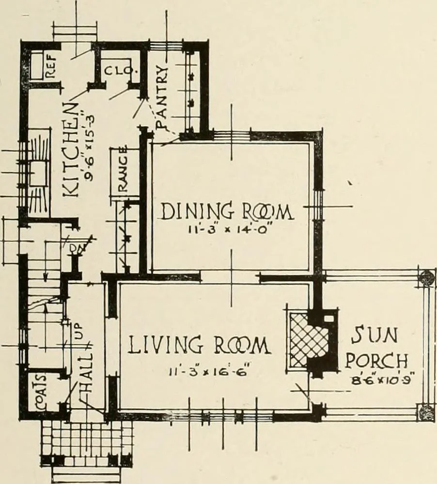 An illustration from Homes of moderate size; a collection of photographs and plans of modern suburban and country homes, following the colonial, Italian and English architectural styles, and arranged accordingly, 1921, leaf 34