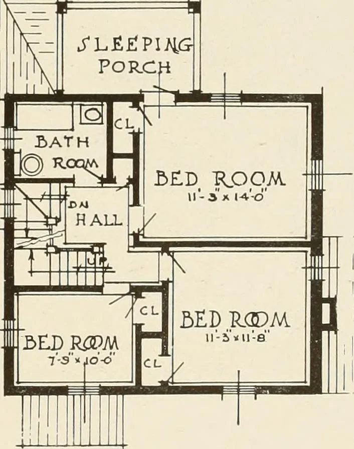 An illustration from Homes of moderate size; a collection of photographs and plans of modern suburban and country homes, following the colonial, Italian and English architectural styles, and arranged accordingly, 1921, leaf 34