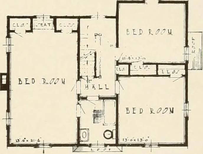 An illustration from Homes of moderate size; a collection of photographs and plans of modern suburban and country homes, following the colonial, Italian and English architectural styles, and arranged accordingly, 1921, leaf 36