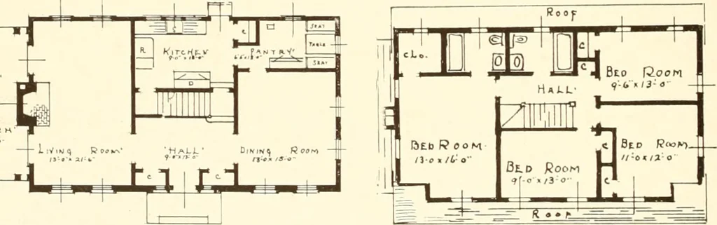 An illustration from Homes of moderate size; a collection of photographs and plans of modern suburban and country homes, following the colonial, Italian and English architectural styles, and arranged accordingly, 1921, leaf 53