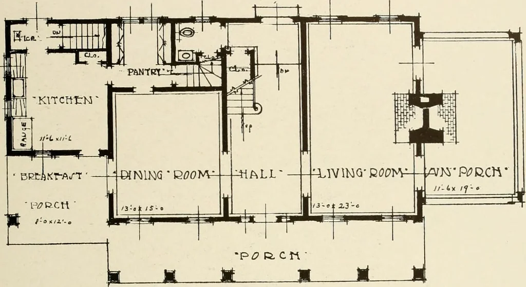 An illustration from Homes of moderate size; a collection of photographs and plans of modern suburban and country homes, following the colonial, Italian and English architectural styles, and arranged accordingly, 1921, leaf 68