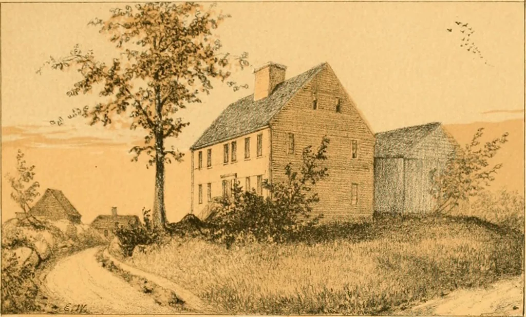 An illustration from The homes of our forefathers. Being a selection of the oldest and most interesting historical houses, and noted places in Maine, New Hampshire and Vermont, 1886, leaf 12