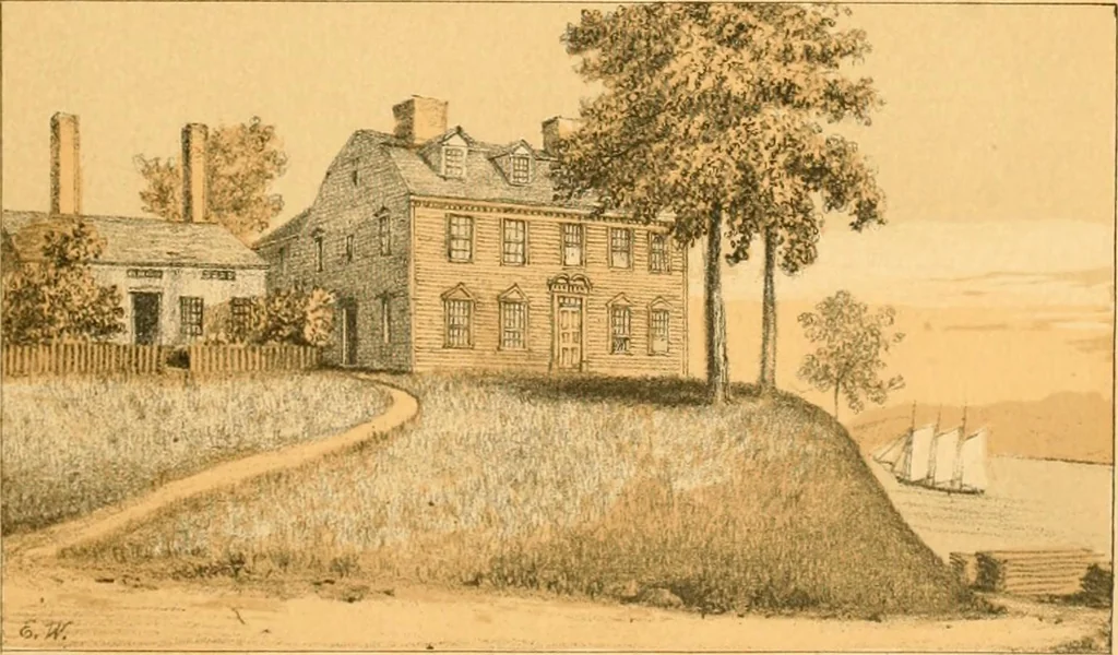 An illustration from The homes of our forefathers. Being a selection of the oldest and most interesting historical houses, and noted places in Maine, New Hampshire and Vermont, 1886, leaf 12