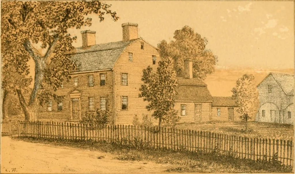 An illustration from The homes of our forefathers. Being a selection of the oldest and most interesting historical houses, and noted places in Maine, New Hampshire and Vermont, 1886, leaf 14