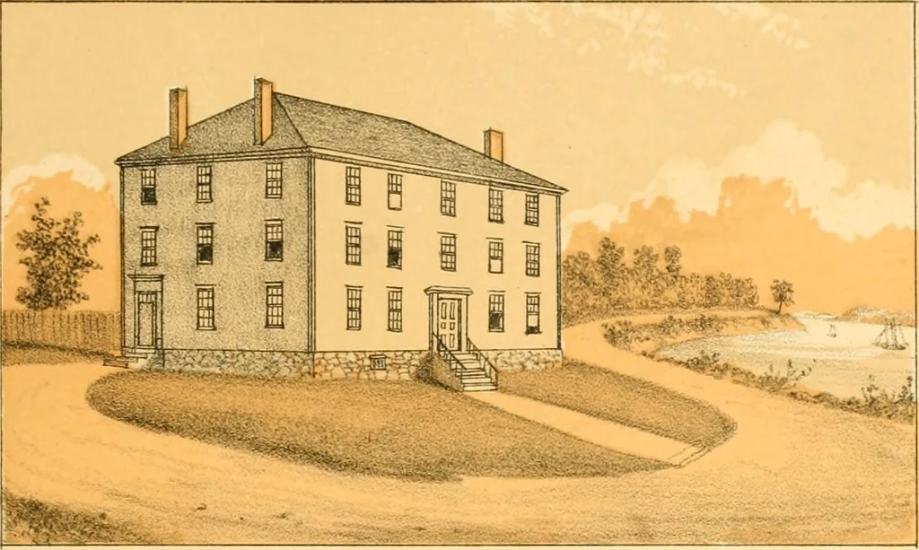 An illustration from The homes of our forefathers. Being a selection of the oldest and most interesting historical houses, and noted places in Maine, New Hampshire and Vermont, 1886, leaf 28
