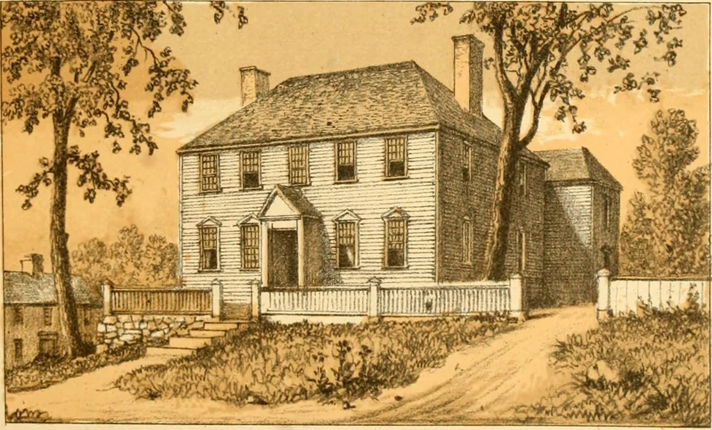 An illustration from The homes of our forefathers. Being a selection of the oldest and most interesting historical houses, and noted places in Maine, New Hampshire and Vermont, 1886, leaf 56
