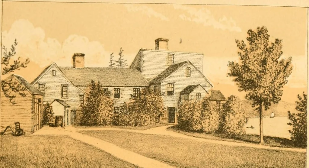 An illustration from The homes of our forefathers. Being a selection of the oldest and most interesting historical houses, and noted places in Maine, New Hampshire and Vermont, 1886, leaf 58