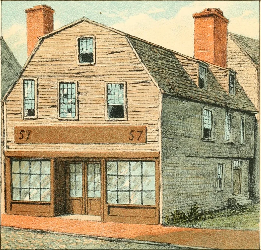 An illustration from Homes of our forefathers in Boston. Old England and Boston, New England, 1889, leaf 103