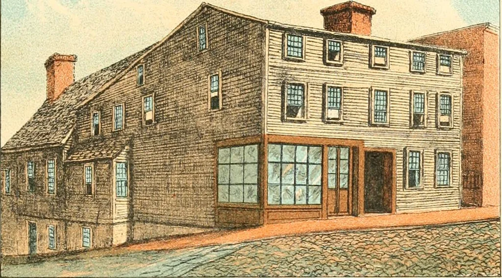 An illustration from Homes of our forefathers in Boston. Old England and Boston, New England, 1889, leaf 107