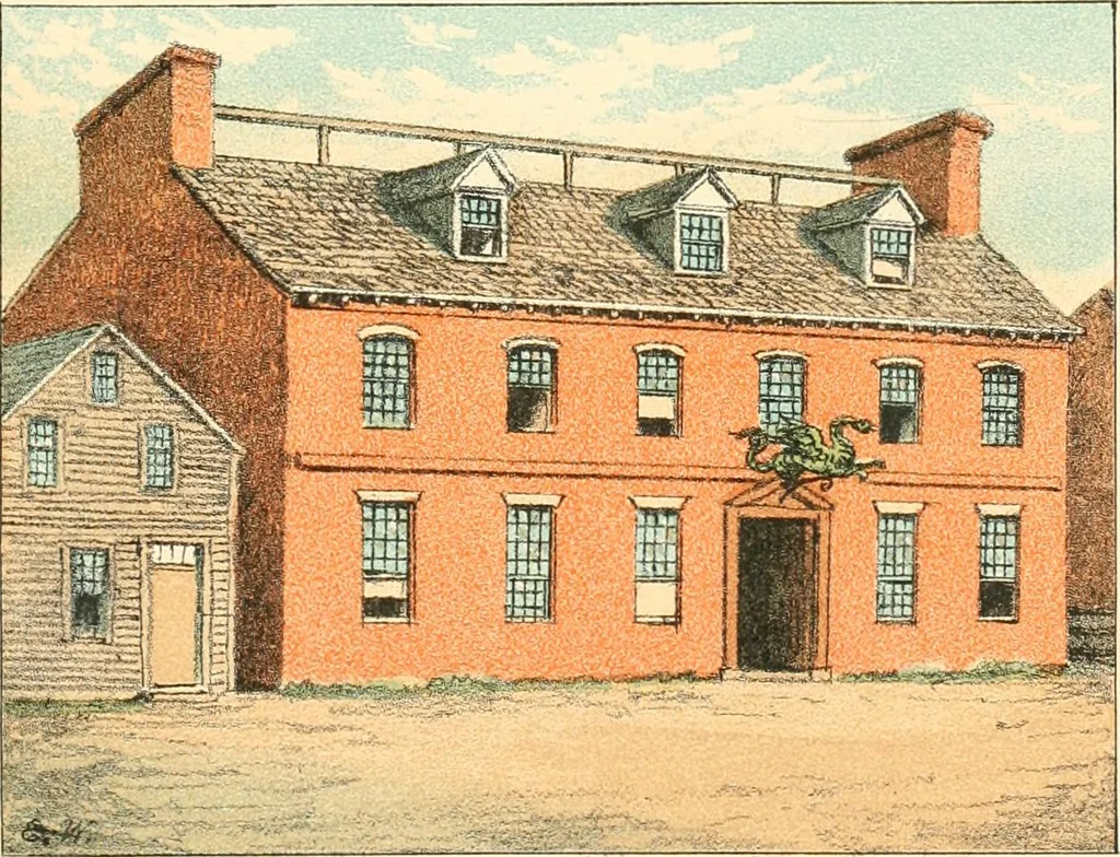 An illustration from Homes of our forefathers in Boston. Old England and Boston, New England, 1889, leaf 107