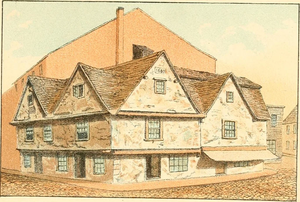 An illustration from Homes of our forefathers in Boston. Old England and Boston, New England, 1889, leaf 119