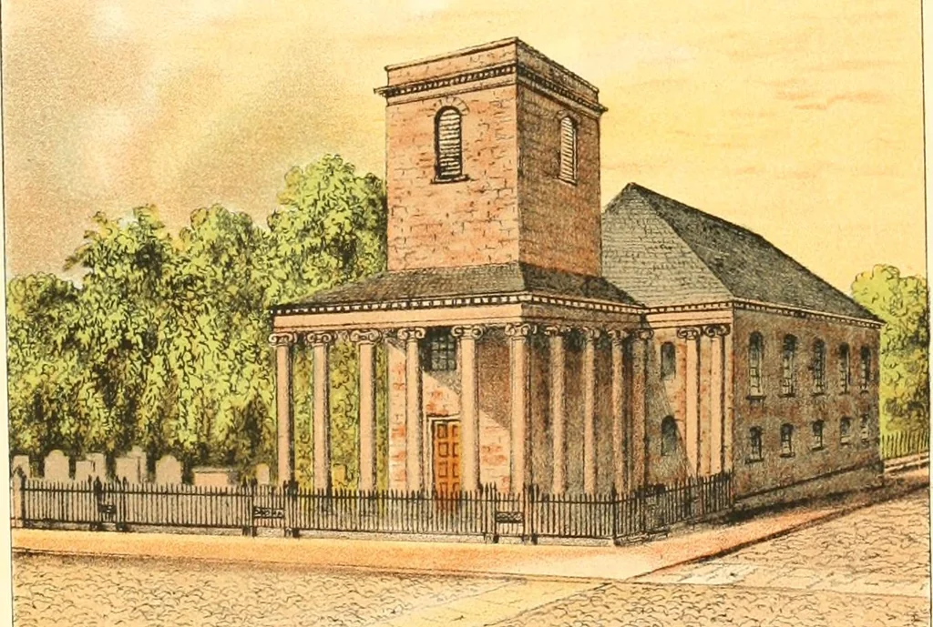 An illustration from Homes of our forefathers in Boston. Old England and Boston, New England, 1889, leaf 141