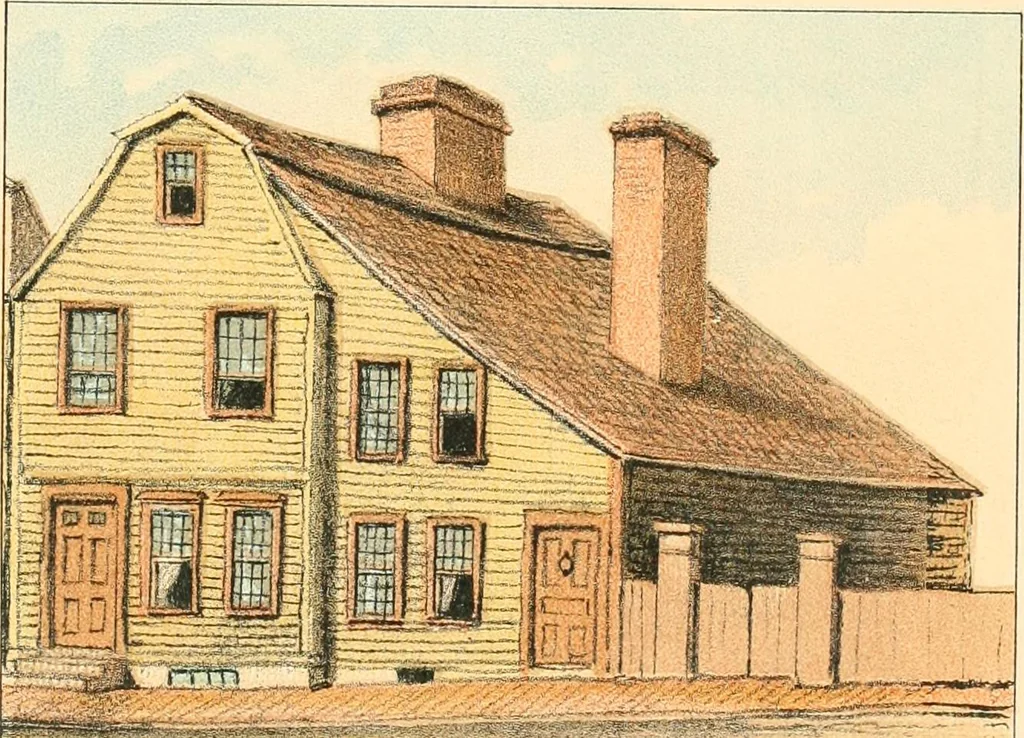 An illustration from Homes of our forefathers in Boston. Old England and Boston, New England, 1889, leaf 149