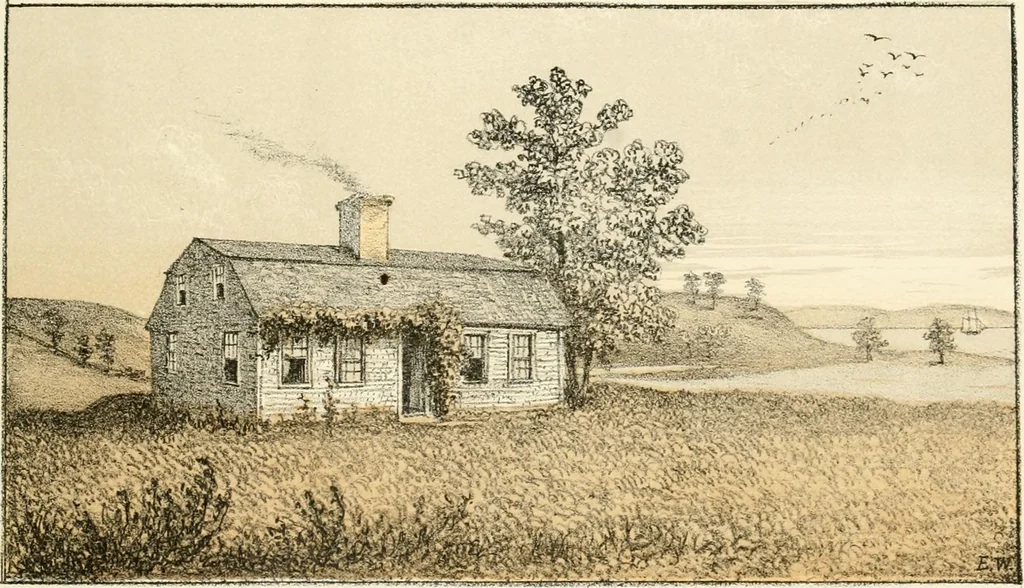An illustration from The homes of our forefathers. Being a selection of the oldest and most interesting buildings, historical houses, and noted places in Massachusetts. From original drawings made on the spot by Edwin Whitefield, 1880, leaf 16