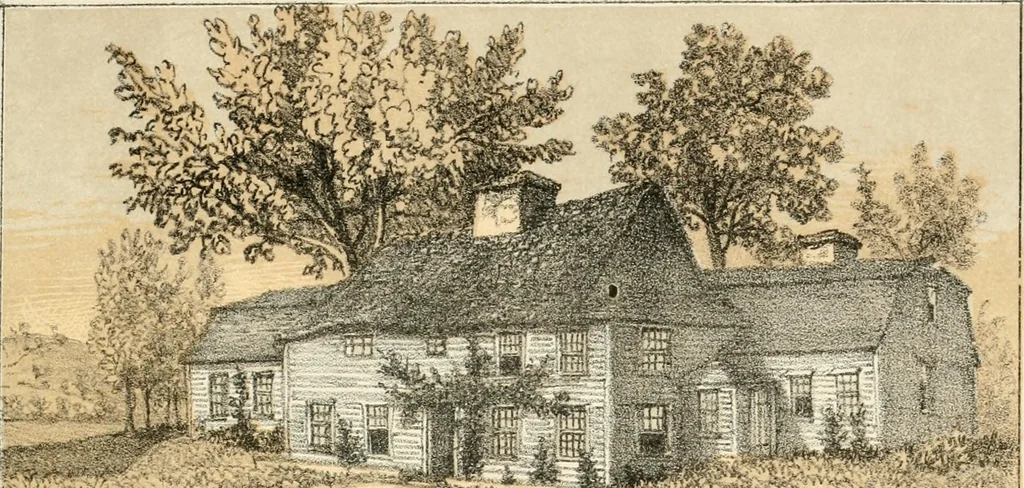An illustration from The homes of our forefathers. Being a selection of the oldest and most interesting buildings, historical houses, and noted places in Massachusetts. From original drawings made on the spot by Edwin Whitefield, 1880, leaf 22