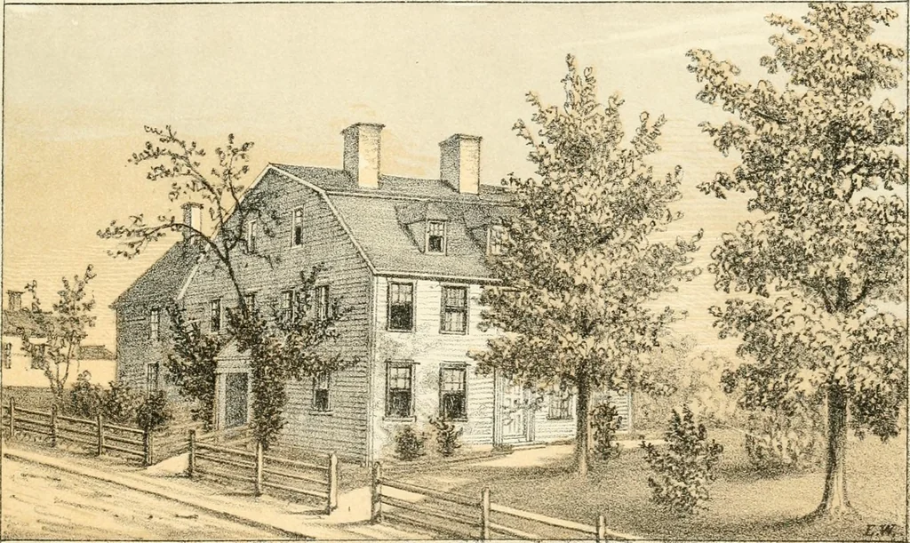 An illustration from The homes of our forefathers. Being a selection of the oldest and most interesting buildings, historical houses, and noted places in Massachusetts. From original drawings made on the spot by Edwin Whitefield, 1880, leaf 24