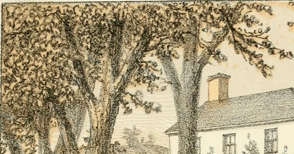 An illustration from The homes of our forefathers. Being a selection of the oldest and most interesting buildings, historical houses, and noted places in Massachusetts. From original drawings made on the spot by Edwin Whitefield, 1880, leaf 34