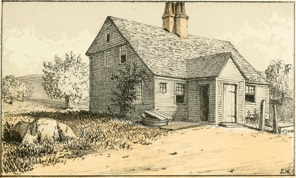 An illustration from The homes of our forefathers. Being a selection of the oldest and most interesting buildings, historical houses, and noted places in Massachusetts. From original drawings made on the spot by Edwin Whitefield, 1880, leaf 40