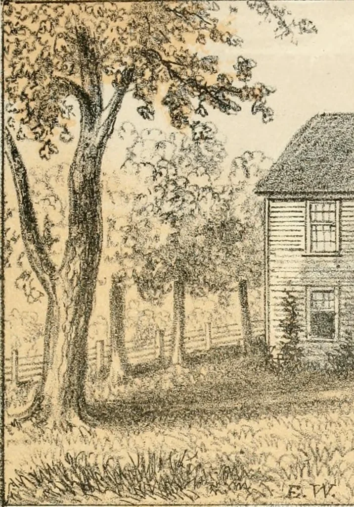 An illustration from The homes of our forefathers. Being a selection of the oldest and most interesting buildings, historical houses, and noted places in Massachusetts. From original drawings made on the spot by Edwin Whitefield, 1880, leaf 52